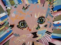 Kosmik Kitty 2, oil and acrylic on canvas, 52in x 70in, 2016