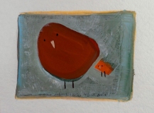 Hen and Chick, gouache on paper, 5in x 6.5in, 2014