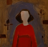 Figure in Red, oil on panel, 6in x 6in, 2024