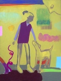 Human and Dog, acrylic on panel, 24in x 18in, 2020