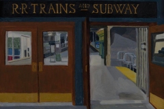 R R Trains and Subway, oil on panel, 9in x 12in, 2023