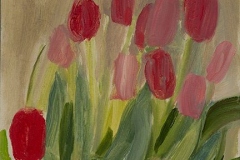 Tulips, oil on panel, 6in x 6in, 2021