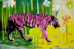 Fuschia Tiger, oil on canvas, 54in x 72in, 2009, private collection